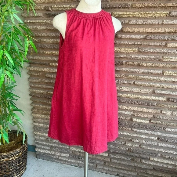 United Colors of Benetton Red Linen Sleeveless Sheath Dress - Picture 1 of 6